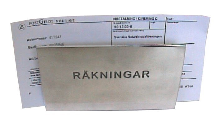 Förvara se Brevställ,"Räkningar" Förvara se Brevställ,"Räkningar"